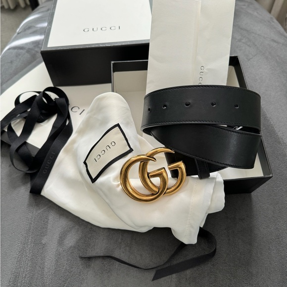 Gucci Accessories - Gucci Black Belt with Gold GG Buckle